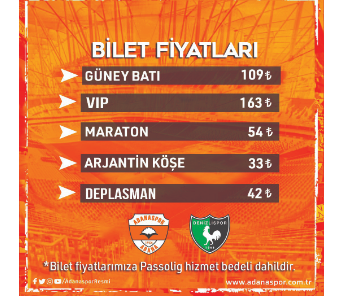 Bilet fiyatları açıklandı