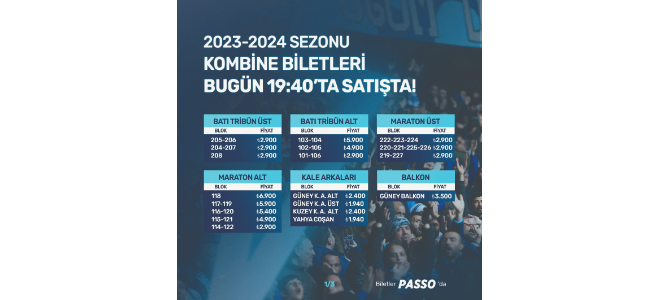 2023-2024 Kombine Biletler satışta…