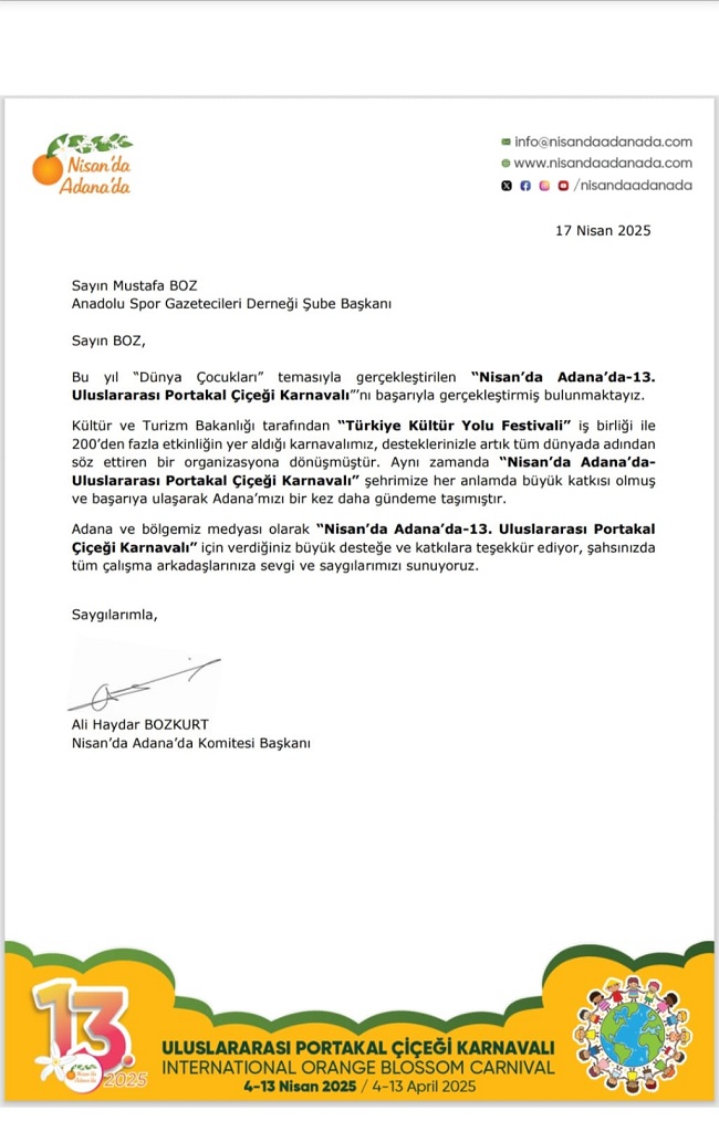 Derneğimize Teşekkür